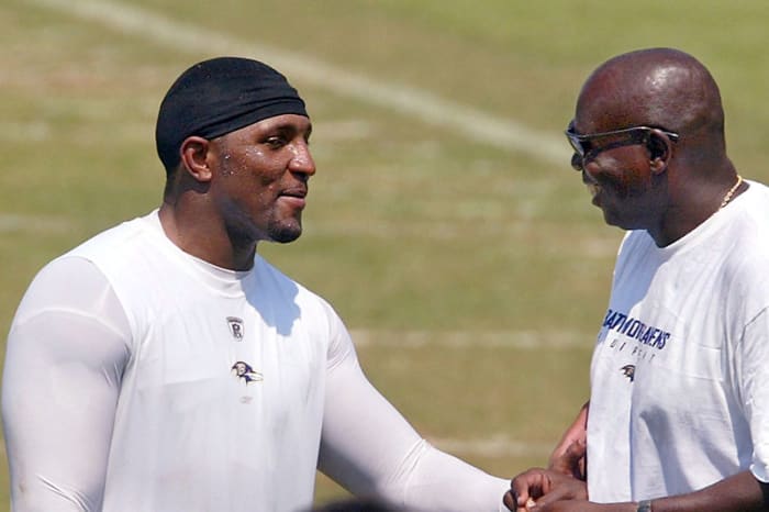 Newsome’s second draft pick, Ray Lewis, will be joining Ozzie and Ogden in Canton when he’s eligible in 2018. (Roberto Borea/AP)